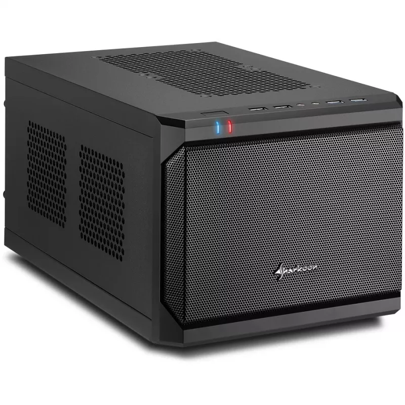 Sharkoon QB One Schwarz - Midi/Minitower ITX, Mini-ITX 3,5 - PC-/Server Netzteil Kühler - USB, USB 2.0, USB 3.0