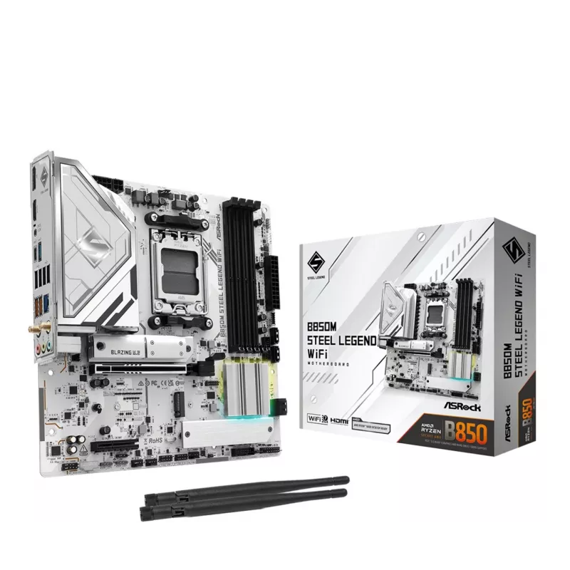 Motherboard ASRock B850M Steel Legend WiFi — AMD B850, Socket AM5, microATX, DDR5, 4 DIMM, Wi‑Fi 7, 2.5Gb LAN