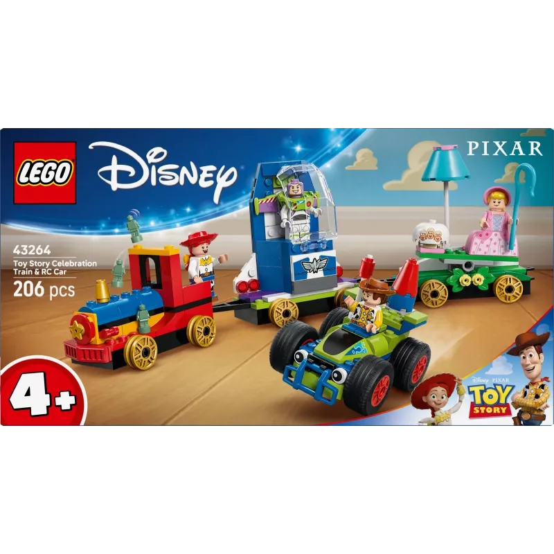 LEGO Disney Toy Story Celebration Train and RC Car set 43264 — 206 pieces, 4 minifigures, age 4+