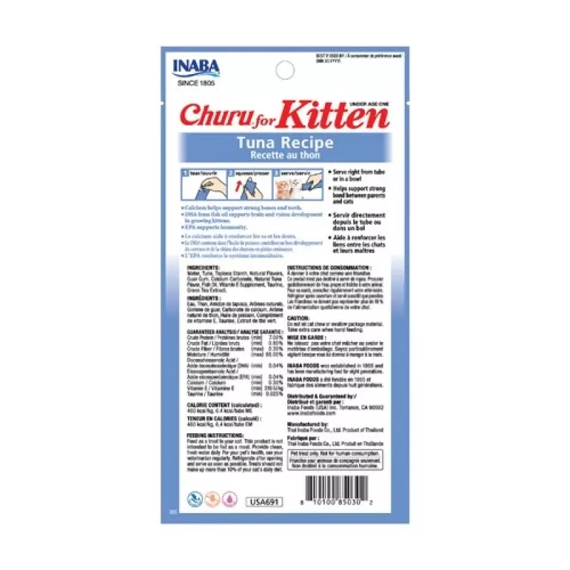 INABA Churu Kitten Tuna Recipe - cat treats - 4x14g