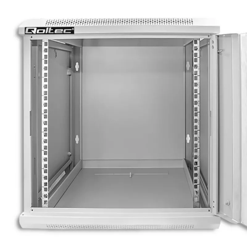QOLTEC 54485 19-Inch 12U Wall-Mount Rack Cabinet, 600x450x635 mm, Black