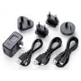 Power adapter Tascam PS-P520U, indoor universal 100–240V to 5V 2A, coaxial/Micro-USB/USB-C, black