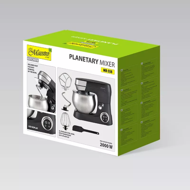 Feel-Maestro MR-558 Planetary mixer with 5 l bowl, 2000 W Black