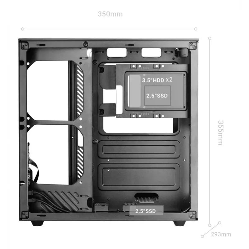 PC Midi Tower Case TACENS Mars Gaming MC-INFINIOLITE, Black, Tempered Glass, supports ATX/Micro-ATX/Mini-ITX, 120 mm fans