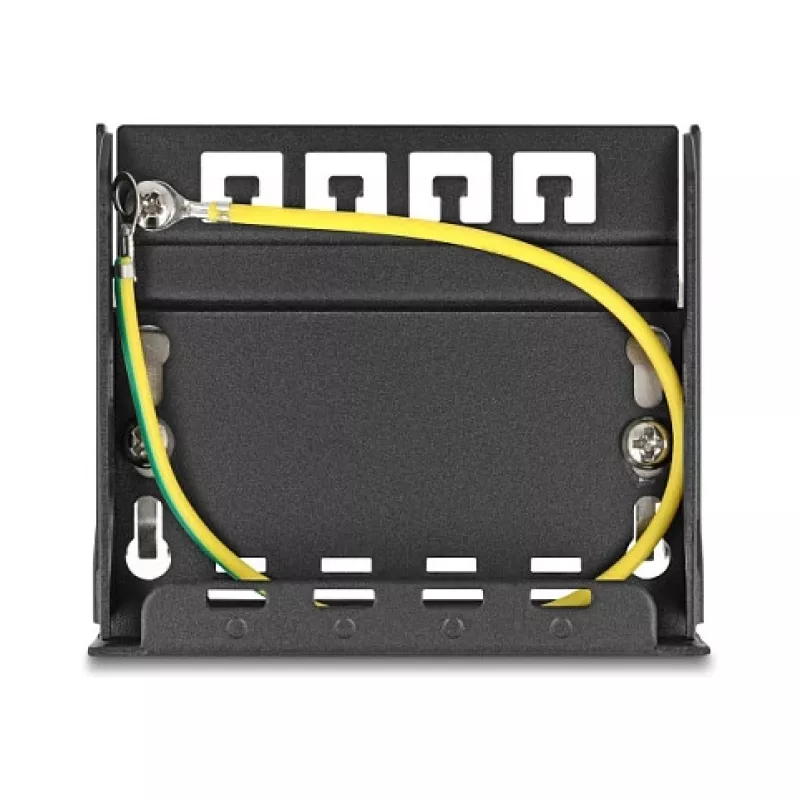DELOCK Blank Panel 4-port for Keystone RJ-modules, black, metal – table/wall/DIN-rail mounting