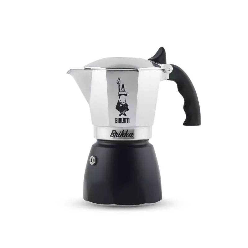 Bialetti Brikka 2023 moka pot, 4 cups (0.17 L), black/stainless steel