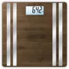 Electronic personal scale Medisana BS 552 — silver bamboo top, max 180 kg, 100 g accuracy, Bluetooth, BMI, body composition