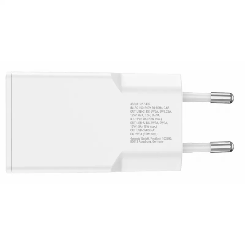Charger 4smarts 541122 Indoor AC Fast Charging Smartphone Tablet White