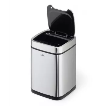 Trash Can Durable NO TOUCH 6L Rectangular Stainless Steel Silver Black