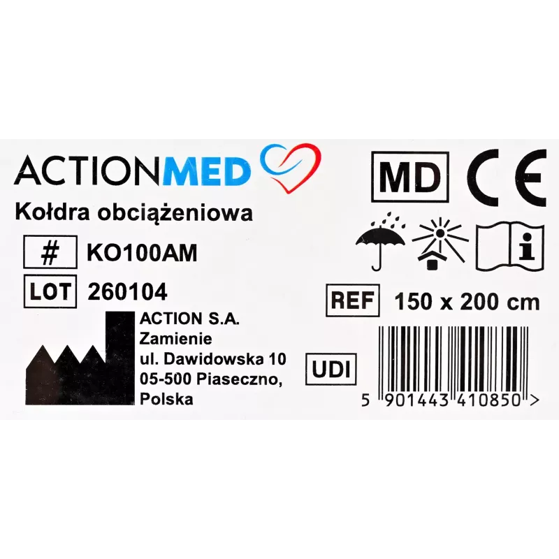 Weighted blanket ActionMed KO100AM — therapeutic sleep aid, pressure blanket