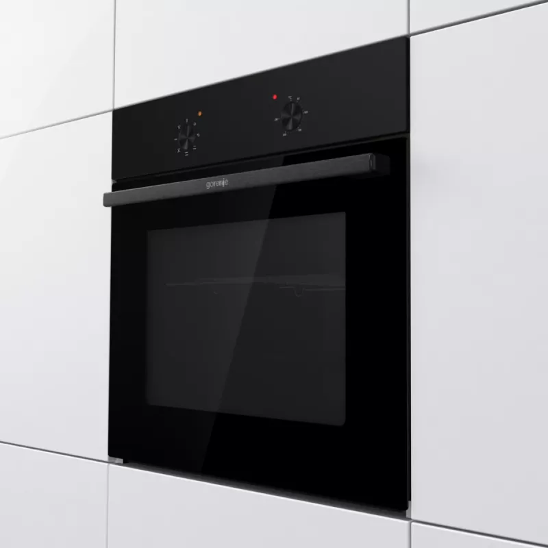 Gorenje Oven | BO6615E01B | 60 L | Electric | EnamelClean | Push pull buttons | Height 59.5 cm | Width 59.5 cm | Black
