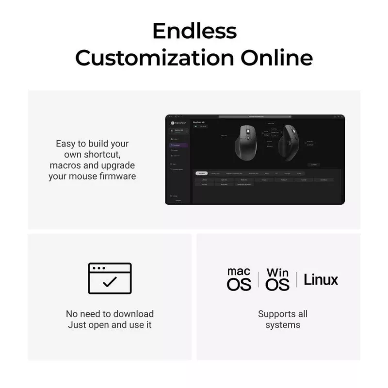 Mouse Keychron M6 Right-hand Universal — Optical, RF Wireless + Bluetooth + USB-C, 30000 DPI, Black