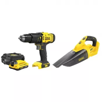 Cordless toolkit STANLEY SFMCK219D1-QW — 18V (20V nominal) Li‑Ion, 2 Ah battery, DCD709 drill/driver, 6-piece set with charger, case, LED light