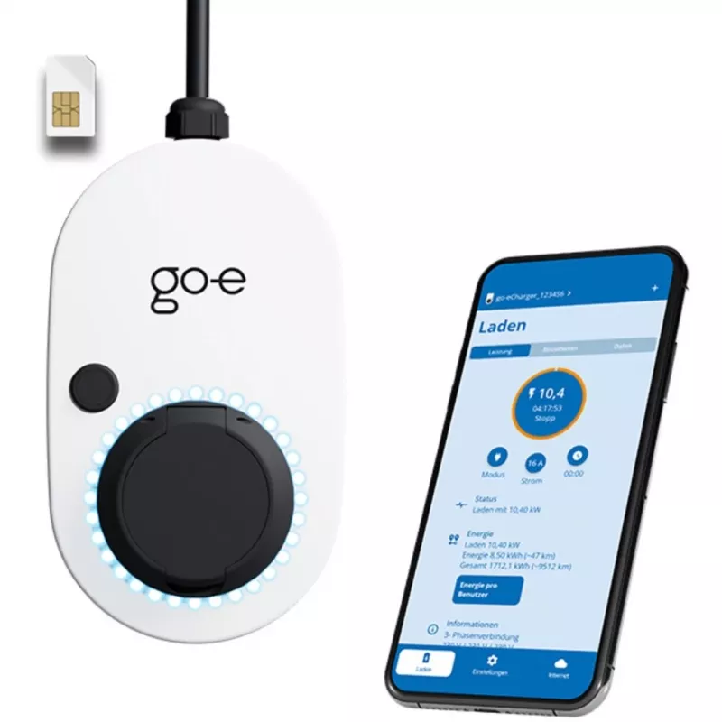 Charger Gemini 2.0, 22 kW (32A 3-phase), Wallbox White/black, without cable, 4G/LTE