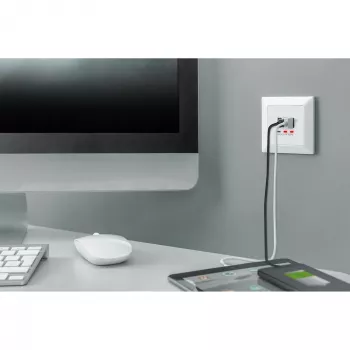DIGITUS DA-70618 - USB-output - USB, USB Type C - 2 USB-Ports, 1 USB-C socket - 3.1 A - RAL 9003, Signal White