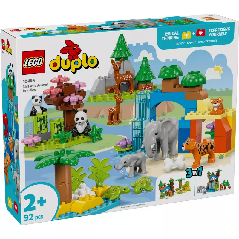 Toy set LEGO DUPLO Town Wild Animal Families 3-in-1 10446 — 92 pieces, ages 2+, 200×220×340 mm