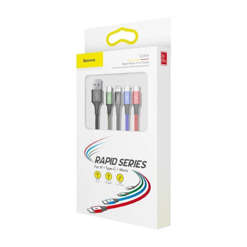 Cable USB Baseus Fast 4in1 2xUSB-C / Lightning / Micro 3.5A 1.2m (black)