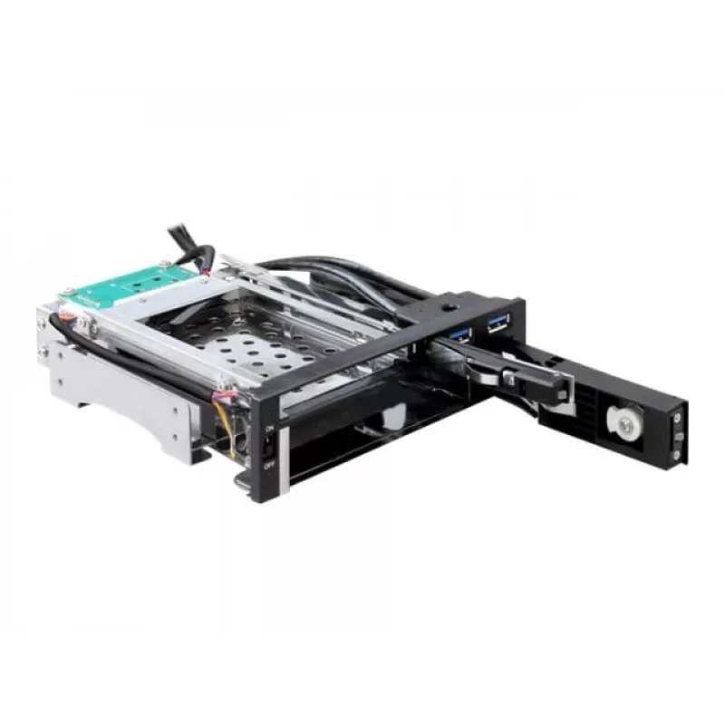 DeLOCK 5,25 Mobile Rack for 1 x 2,5 + 1 x 3,5 SATA HDD + 2 x USB3.0 Ports - mobile Memory-Rack - 6,4 cm, 8,9 cm (2.5, 8,90cm (3.5)) (47209)
