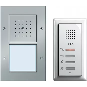 Intercom/Outdoor Station Gira 049543 — Wired IP44, Aluminium and White, Aluminium/Thermoplastic, AC/DC