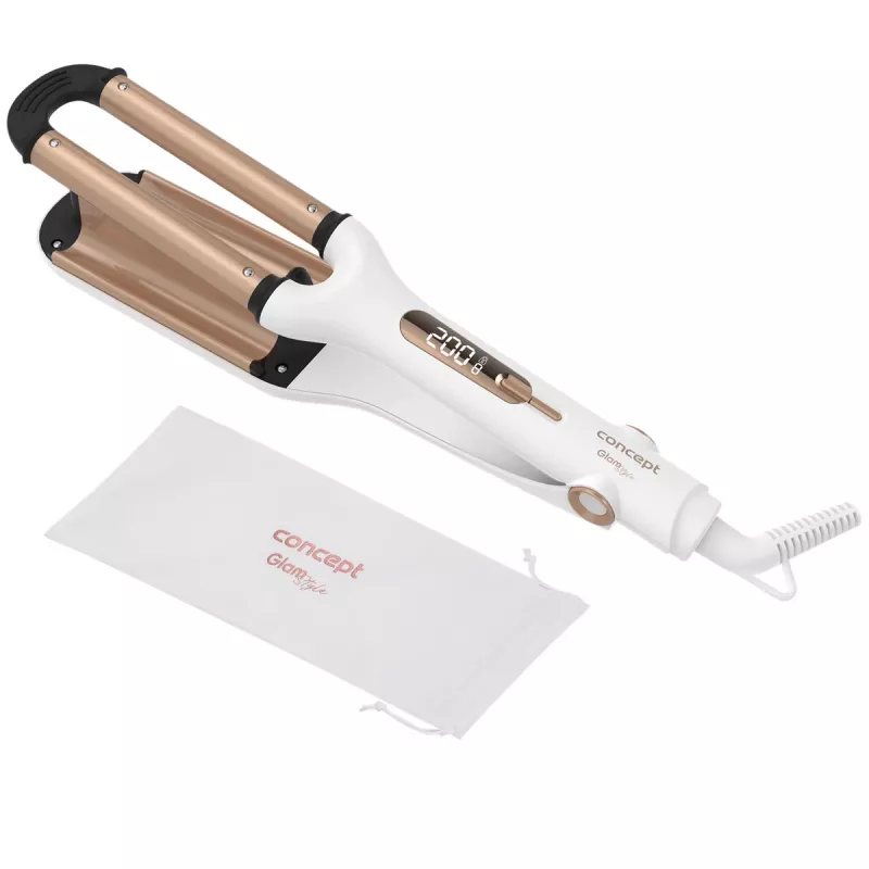 Hair waver Concept GLAM Style KT2140 — 100 W, 120–200°C, 9 heat levels, 1.8 m swivel cord, gold