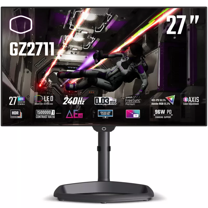 Cooler Master Tempest GZ2711, 68,6 cm (27 inch) 240 Hz, Freesync Premium, OLED - 2x DP, 2x HDMI, 1x USB-C, 2x USB-A