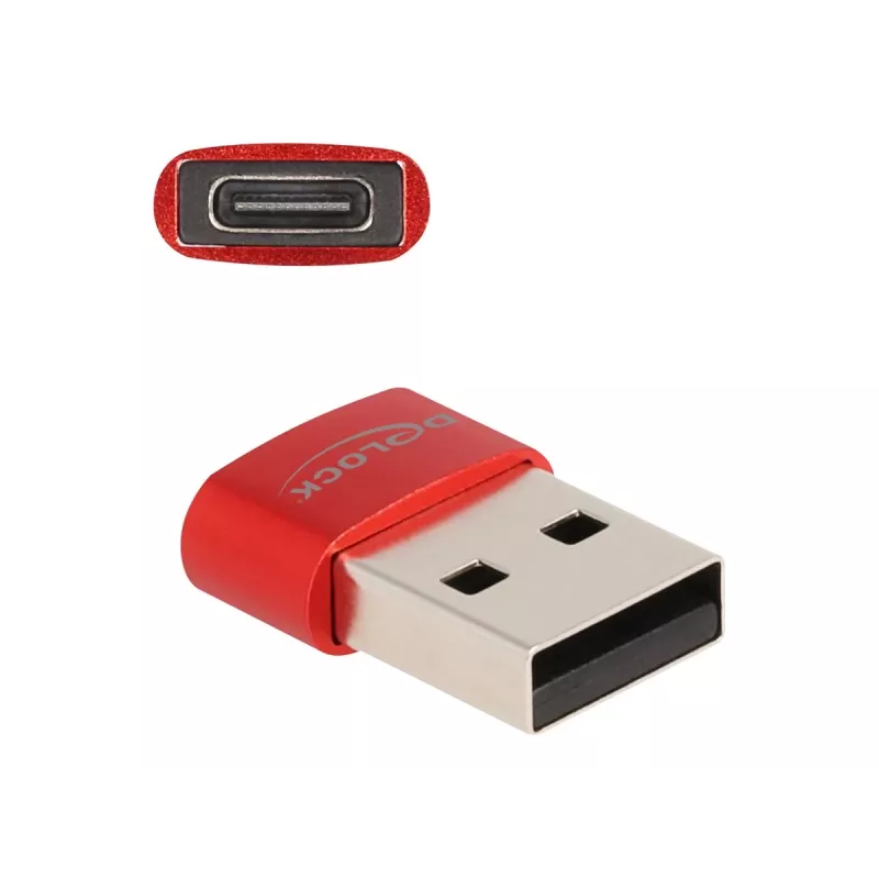 Delock - USB-Adapter - USB (M) zu 24 pin USB-C (W) - USB2.0 3 A - Red (60050)