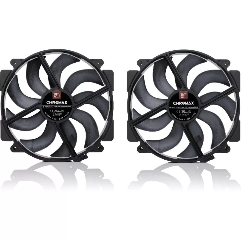 Noctua NF-A14x25r G2 PWM Sx2-PP chromax.black 140mm Dual Fan Set