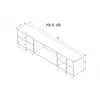 TV cabinet Cama Meble POLO 180x33x39 cm with electric fireplace 1400–1600 W, black, 2 shelves, laminate