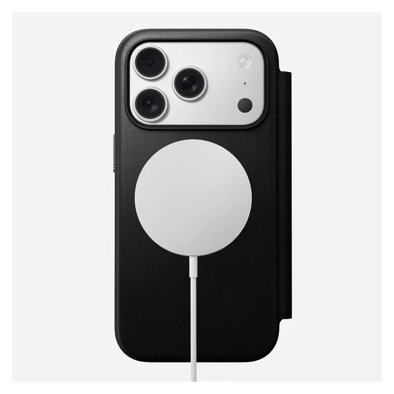 Mobile phone leather folio Nomad Modern Leather Folio Cover for iPhone 17 Pro, 16 cm (6.3 inch), black, 4 card pockets
