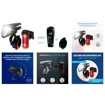 Bicycle light set FISCHER FAHRRAD PLUS 100/130 LED Black — front 100 lm / rear 130 lm