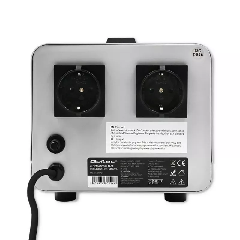 Qoltec 50724 Automatic Voltage Stabilizer AVR 2000VA