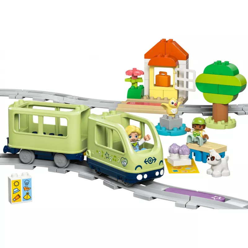 Toy train set LEGO DUPLO Interactive Adventure Railway 10427, 57 pieces, 2 minifigures, for ages 2+