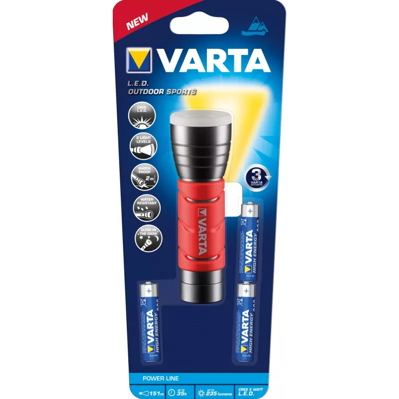 Varta 17627101421 - handheld flashlight - Black - Red - Aluminium - IPX4 - LED - 1 lamps