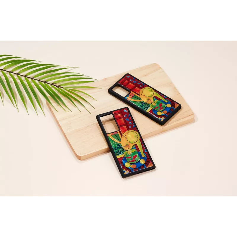 Protective phone case iKins for Samsung Galaxy Note 20 with red cat & fish design
