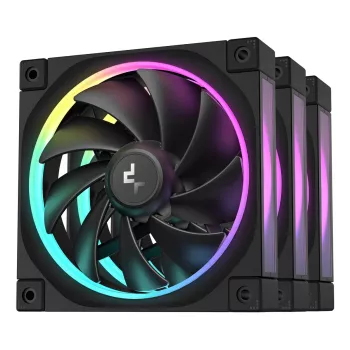 120 mm PC fan DeepCool FL12 3-in-1 Black, 120×25 mm, 2150 RPM, Fluid Dynamic Bearing, PWM, 55 CFM, 32 dB, pack of 3