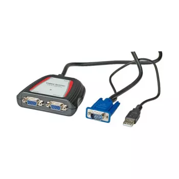 Portable VGA video splitter, 2x, 250MHz, VGA, 2x VGA, grey, 250 MHz, 0.65 m, 1920 x 1440