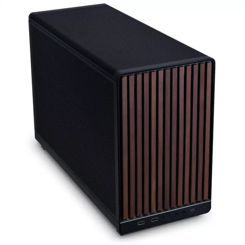 Mini-ITX/mATX PC case Lian Li A3-mATX Wood Edition — walnut front panel, black chassis