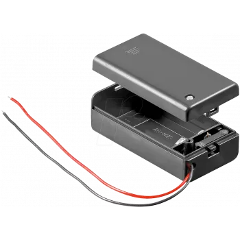 Wentronic Goobay 1x 9V Block battery holder, Black - loose cable ends, water-repellent (48171)