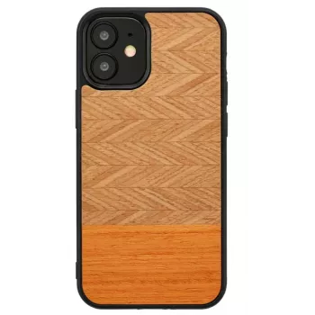 Phone case Man and Wood for iPhone 12 mini, herringbone arancia black