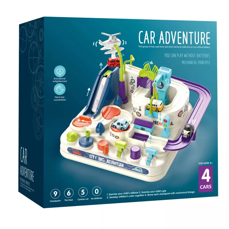 Toy racing track set Extralink TOYS — smart cars playset, modular track pieces, battery-powered vehicles
