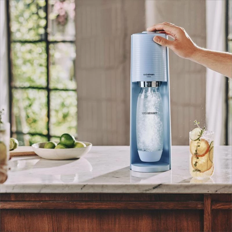SodaStream Soda Maker Terra lightblue QC with CO2 & 1L PET bottle