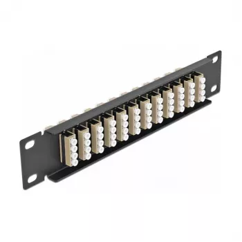 Fiber Optic Patch Panel DeLOCK 10 inch 12 Port LC Quad Beige 1U Black