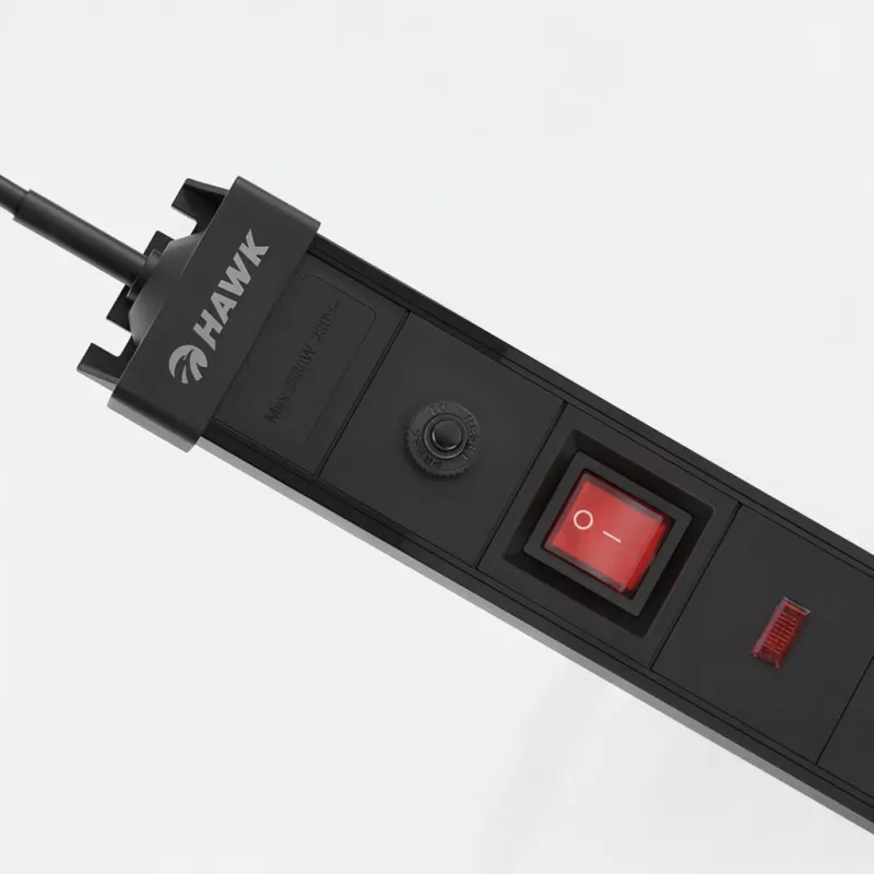 Surge protector strip Hawk HWPS801BK 1.5 m power cable, model HWPS801BK
