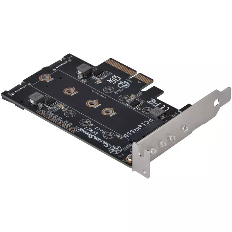 Silverstone SST-ECM27 M.2/SATA Adapterkarte, PCIe 4.0, 1x M-Key, 2x SATA 6G - Low Profile