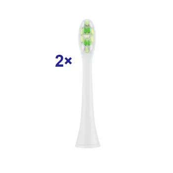 Toothbrush replacement heads ETA WhiteClean 2 pcs — green/white, soft bristles, compatible with ETA models