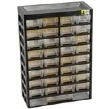 Storage box allit VarioPlus Basic 54 — plastic case with 33 compartments, dimensions B 305