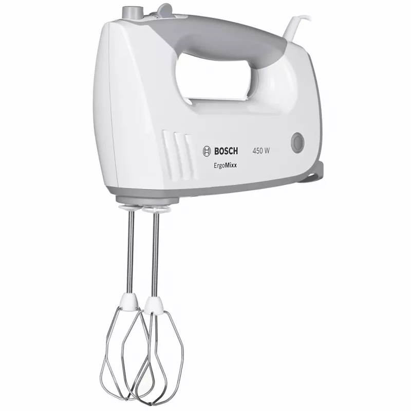 Hand mixer Bosch MFQ36480 – 450 W, 5-speed with turbo, grey/white, beaters and dough hooks