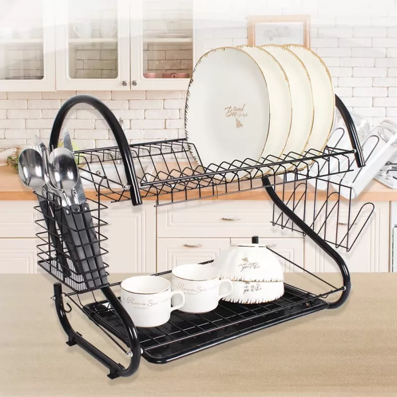 Freestanding drainer stand Maestro MR-1025, metal countertop drainer, black, width 430 mm