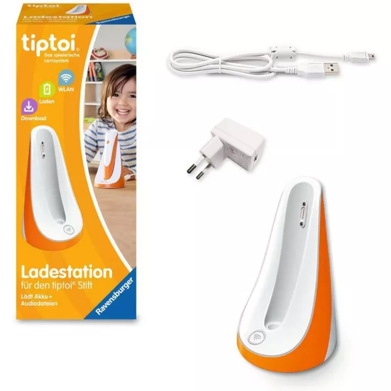 tiptoi Charging Station Ravensburger 00111 Indoor Stylus Pen Orange White