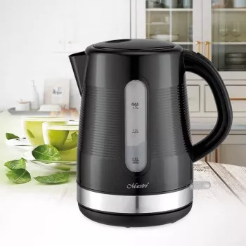 Electric kettle Maestro 1.7 L 2200 W Black — plastic housing, button lid, ergonomic grip